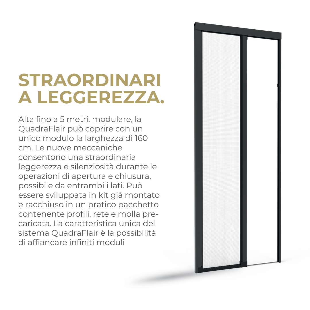QuadraFlair Zanzariera Laterale con catena inferiore (Carroarmato) 2 Ante