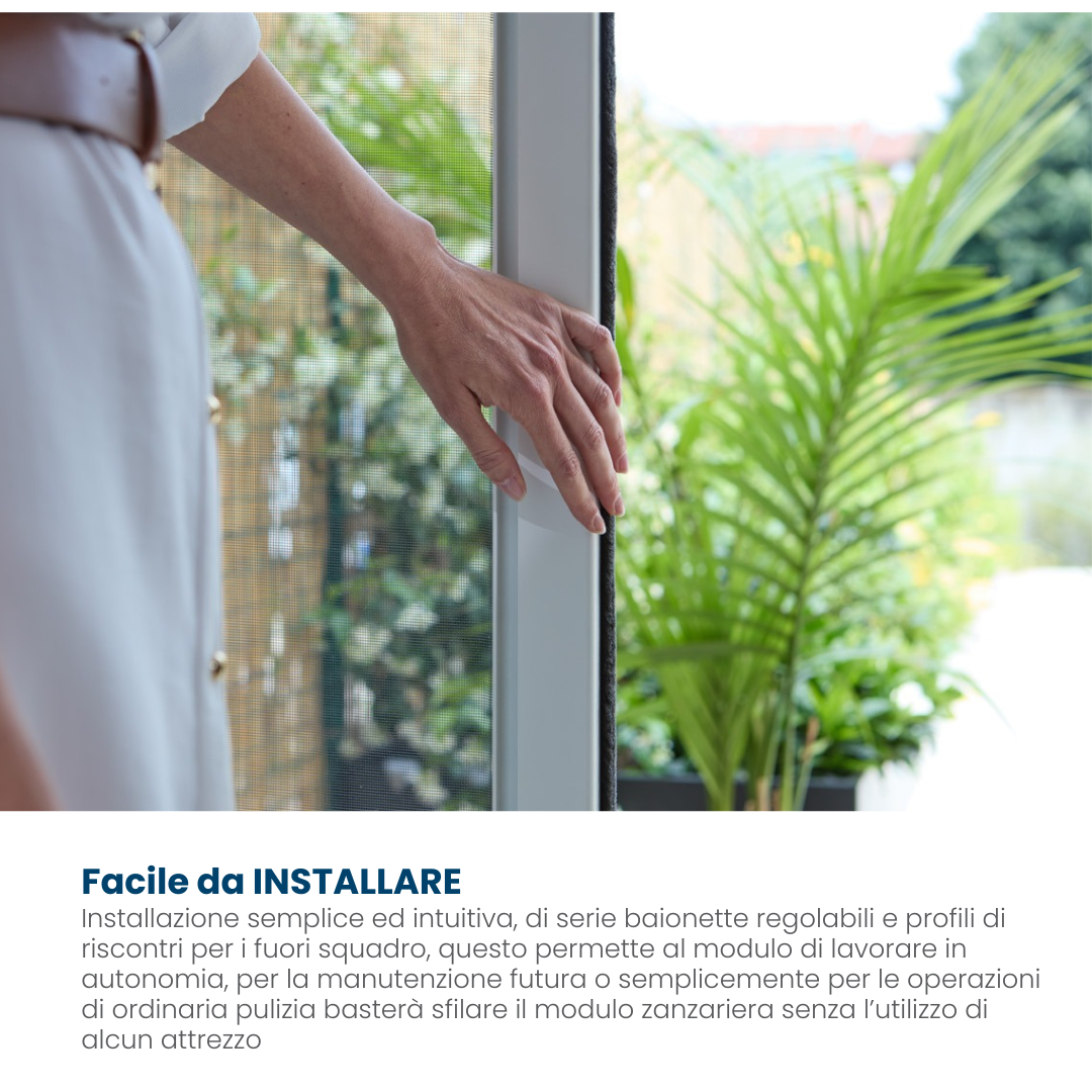 QuadraFlair Plus+ Zanzariera Laterale priva di barriere architettoniche con carroarmato chiuso con sistema anti vento 2 Ante